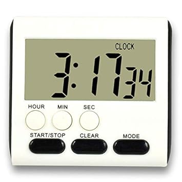 Grizack Multifunktionaler Koch-Timer, 24 Stunden, LCD-Display, Countdown-Uhr Schwarz