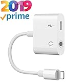 for iPhone Adapter to 3.5mm Jack Adaptor Charger for iPhone 8/8 Plus/7/7 Plus/X/10/XR/Xs/XS max 2 in 1 Earphone Audio Connector Music Splitter Cable dongle Accessories Support All iOS System - White