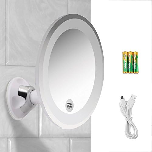 MCLLROY™-Newest 15 LED Light-7x Magnification, 360°Rotating, Natural Bright Soft Light Makeup Mirror- Battery or USB Powered - For Tabletop Cosmetic or Bathrooms Vanities, Travel Mirror