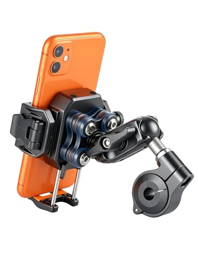 koolehaoda Motorcycle Mobile Phone Holder with Vibration Damper [Double Anti-Vibration] 360° Rotating Mount for Motorcycle, Bike, ATV, UTV and Scooter Compatible with 5.4-7.2 Inch Smartphones