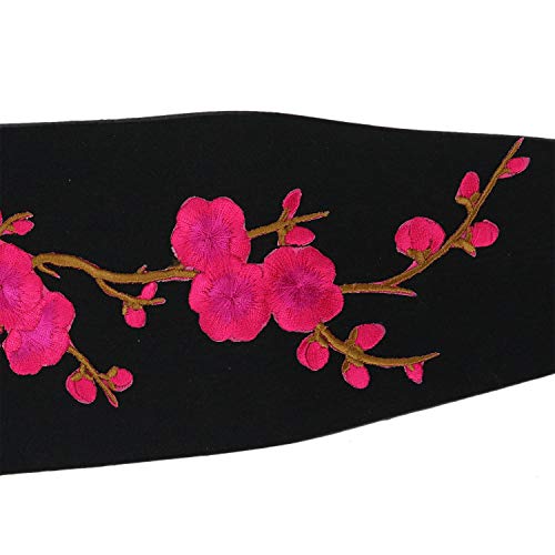 HUELE Vintage Womens Plum Embroidery Soft PU Leather Corset Waist Band Cinch Boho Belt Self Tie Wrap Around OBI Waist Band