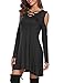 Sherosa Women's Sexy Cross Neck Cold Shoulder Long Sleeve Swing Tunic Dress