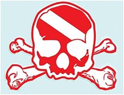Springfed Printing Skull & Crossbones Decal Red/White 4�
