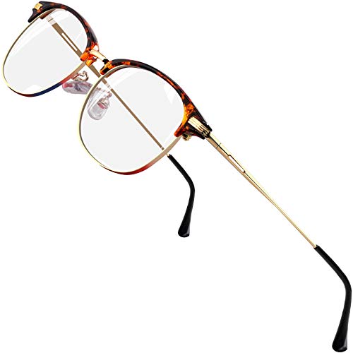 ATTCL Unisex Blue Light Blocking Glasses Eyeglasses Frame Anti Blue Ray Computer Game Glasses (Brown flower, 5054)