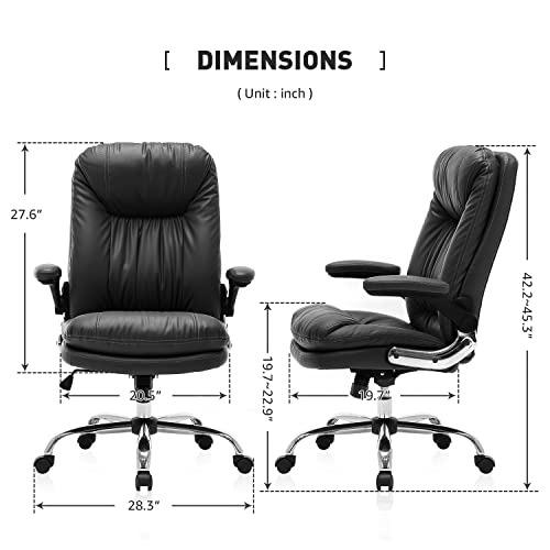 KERMS Big and Tall Office Chair, Executive Office Chair Back Support High Back Leather Desk