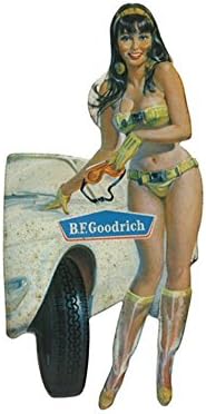 FRENCH VINTAGE METAL SIGN 21x43cm pin up pub retro tires BF Goodrich