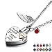 PREKIAR Heart Cremation Urn Necklace for Ashes Angel Wing Jewelry Memorial Pendant and 12 PCS Birthstones No Longer by My Side But Forever in My Heart (Mom)