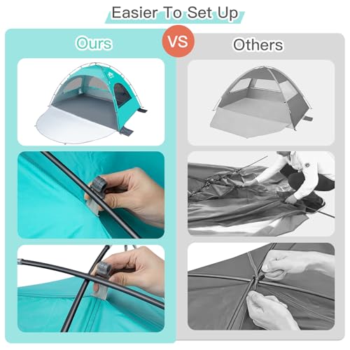 Night Cat Beach Tent Portable Camping Sun Shade Shelter for 2-4 Persons with UV Protection 3 Breathable Mesh Windows Extended Tent Floor Easy Set Up Outdoor