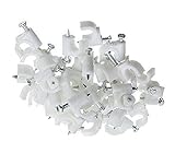 100 Pack RG59 Coax Cat5 Cat6 Cable Wire Clips White 8mm Nail Clamps Straps Tacks (8mm/0.31'')