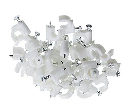 100 Pack RG59 Coax Cat5 Cat6 Cable Wire Clips White 8mm Nail Clamps Straps Tacks (8mm/0.31'')