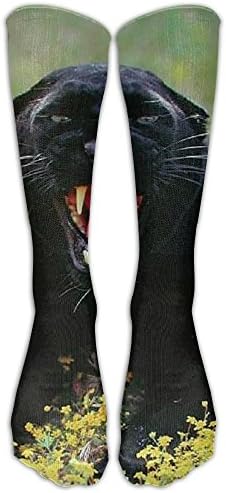 Snarling Black Panther (Leopard) Wildlife Animal Youth Boys Girls Crew Socks Thin Socks Casual Socks For Daily Life Cosplay,One Size