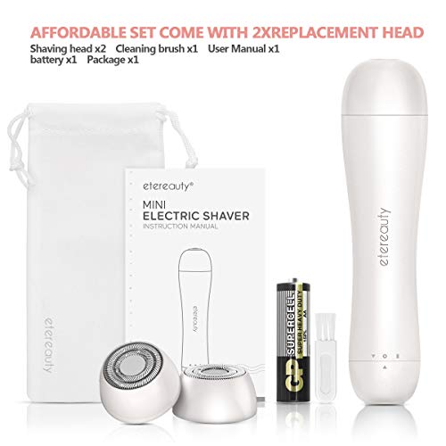 Facial Hair Removal for Women, ETEREAUTY Painless Hair Remover Waterproof with 2 Count Replacement Head for Face Armpits Legs