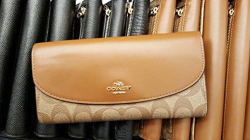 New! Coach Crossgrain Leather Wallet (F54022) - Khaki/Saddle