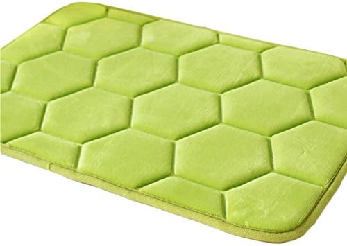 BEVERLY MEMORY Flannel Memory Foam Carpet Non-Slip Mat For Bathroom &amp; Kitchen, Printed Water Absorption Bath Mat Absorbent Waterproof Home Decor (14.7"×23", Green)