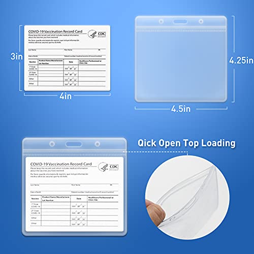 Houselog CDC Vaccination Card Protector 4.25 X 3.5 Inches,Vaccine Cards Cover Immunization Record Card Holder Clear Vinyl Plastic Sleeve with Waterproof Clip (3PCS)