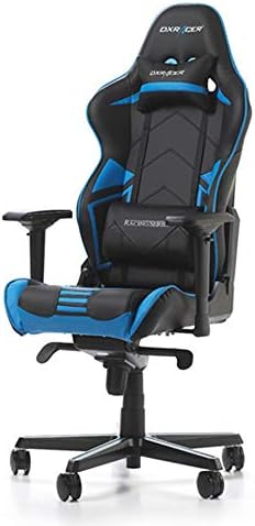 DXRacer USA Racing Series RV131 Gaming Chair Computer Chair Office Chair Ergonomic Design Swivel Tilt Recline Adjustable with Angle Lock, Includes Headrest Pillow and Lumbar Cushion (Blue)