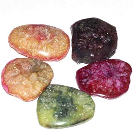 115 Cts. Natural Solar Slice Druzy Cabochon Loose Gemstone 5 pcs Lot Agate