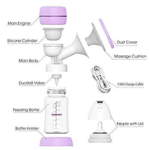 image for Yunbaby Electric Breast Pump, Portable Milk Pump Breastfeeding with Ma