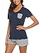 Hotouch Womens Casual Pajama Set Striped Short Sleeve Top & Short Pjs Sets Navy Blue M