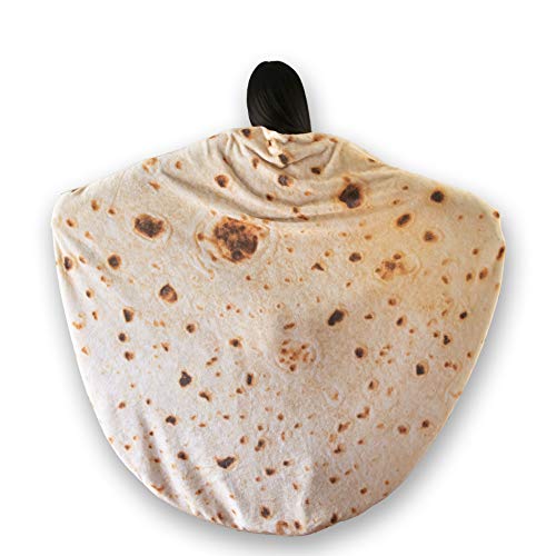 Burrito Blanket, Realistic Double Sided Tortilla Taco Throw Blanket