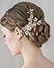 SWEETV Wedding Hair Comb Crystal Clip Pearl Hairpin Rhinestone Bridal Hair Accessories for Bride Bridesmaid, Gold