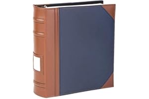 KLEER VU Executive Binder, English Leather 2 Tone with Stitching and Ribbed Spine, Heavy Duty 3 D-Ring with Memo Tag, Blue (2" inch, 1PK)
