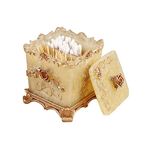 Easycomf Toothpick Holder Toothpick Dispenser cotton swab box high-grade creative toothpick box for living room and storage box(Champagne Gold)
