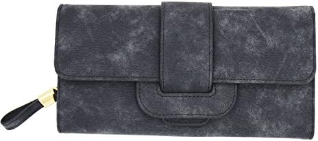 Women's Solid Triple Fold Clutch Multi-functional Buckle Wallet,Black