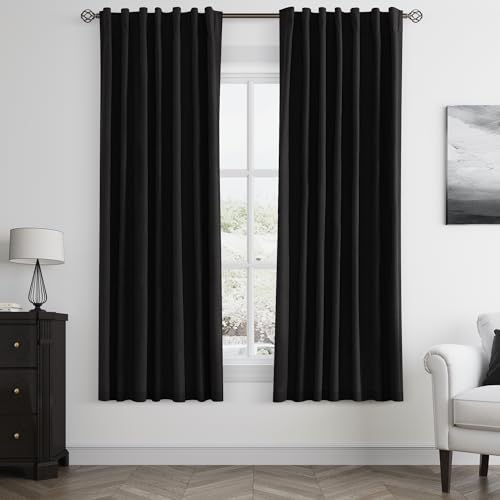 Guken Blackout Linen Curtains 63 Inch 2 Panels