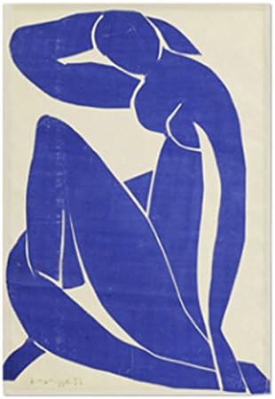 Masterpiece Painting Artwork Printed Cotton Cloth Fabric Prints Poster Flag Banner Wall Hanging Tapestry - Blue Nude by Henri Matisse (Large-37.40"x25.59")