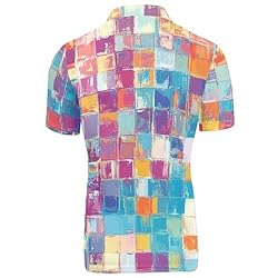 HUGS IDEA Colorful Grid Polo Shirts for Men