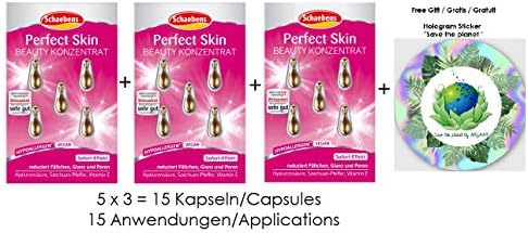 Schaebens Perfect Skin Beauty Concentrate - with hyaluronic acid, szechuan pepper and vitamin e - (15 Capsules for 15 Applications / + Free Hologram sticker) - all skin types