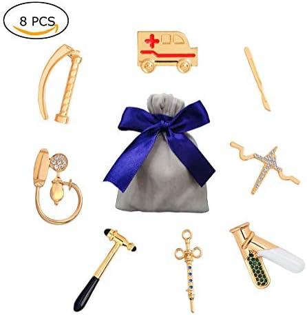 8 PCS Creative Brooch Pin Badge Medical Equipment Shape Design for Clothes Bags Backpacks Best Gift for Doctor Nurse