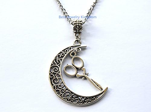 Scissors Necklace In Silver Tailor Necklace Hairdresser Jewelry Hair Stylist Necklace Minimalist Necklace Gift For Her，Moon Necklace~Silver Moon Pendant~Crescent Moon Necklace