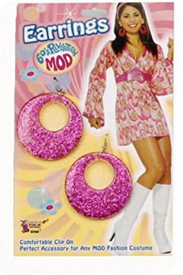 Magenta 60s Revolution Mod Costume Clip-On Earrings