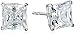 Jewelili 10k Gold Princess-Cut Swarovski Zirconia Studs (2 cttw)