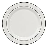 Party Essentials N367359 White Plastic Plates with Silver Rim, 10.25