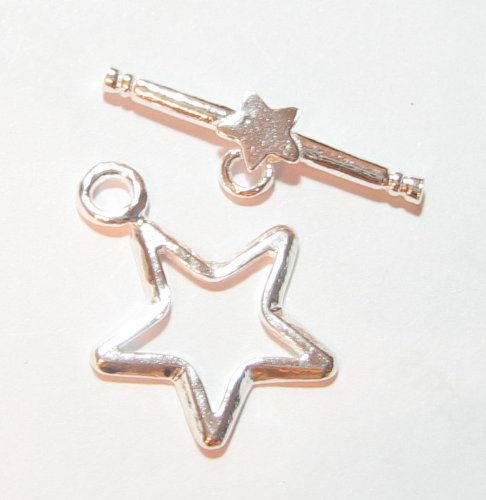 1 set .925 Sterling Silver Twinkle Star Toggle Clasp Bead 15mm/Findings/Bright