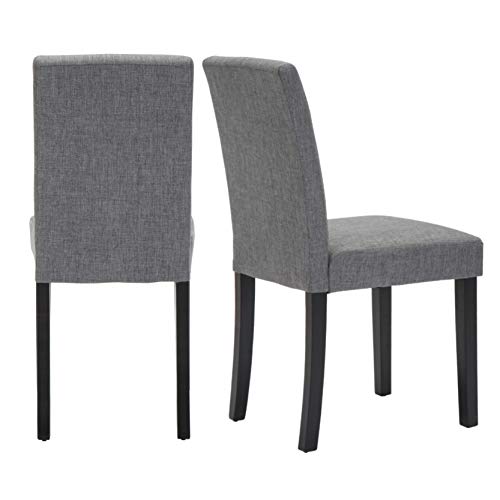 Upholstered Dining Chairs with Solid Wooden Legs, Modern Stylish Fabric Padded Parsons Chairs Set of 4 (Gray)