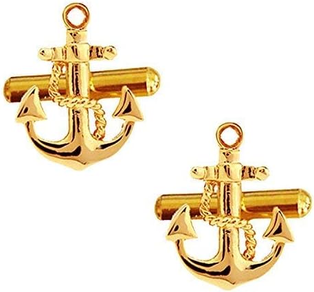 MEENAZ Men Jewellery Shirts Gold Anchor Cuff Links/Cufflinks for/Cufflinks Set for Men Gents in Boys Boyfriend Father Husband with Gift Box -Cufflink-90147