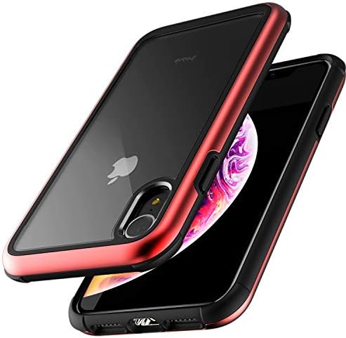 ZUSLAB [Iron Shield] for Apple iPhone XR Case with Military Grade Drop Tested, Aluminum + TPU Bumper and Transparent Hard Clear Back Cover, Protective Shockproof Heavy Duty Case- Metallic Red