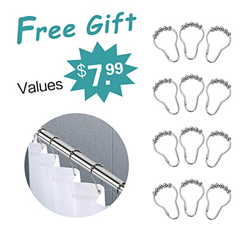 Vailge Tension Shower Curtain Rod with 12 Curtain Rings 4884 Inches