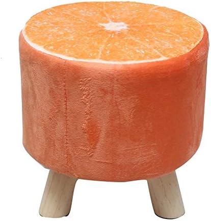 Wembley Stool Pouffe Ottoman Wood Small Step Stool with Removable & Washable Cover – 12 inches Tall – Holds Up to 120 KG – Stool for Kids, Toddlers, Adults (Orange)