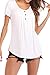 Fantastic Zone Womens Tops and Blouses Short Sleeve Tunics Plus Size Summer Shirts White XXL