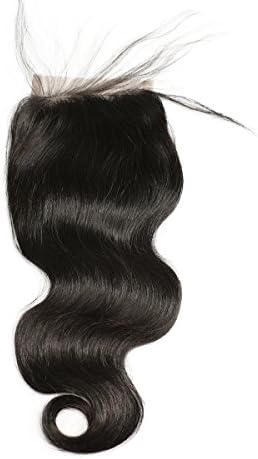 JK Free Part Lace Closure 130% Destiny Brazilian Body Wave Remy Human Hair Closure Piece with Baby Hair 4x4 Top Lace Closure Bleached Knots 12 inches