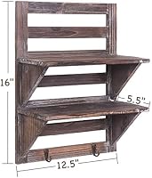 Rhf Rustic Shelves Bathroom Shelf Over Toilet Wood Wall Mounted Shelves For Bathroom Floating Shelves Wall Shelves 2 Hooks 2 Tier Wall Hanging Shelf Organiser Rack Brown 2 Tier Buy Online At Best