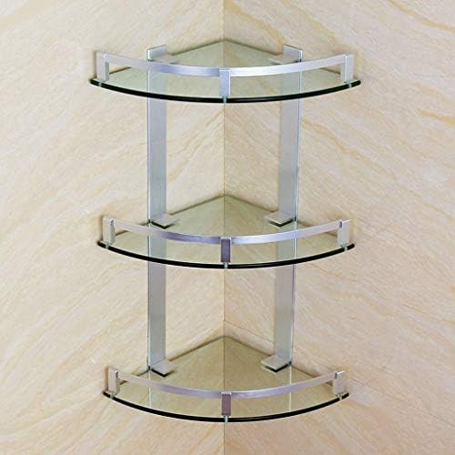 ? Bathroom Corner Shower Shelf 3 Tier Glass Organizer Shelves Aluminum ...
