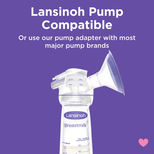 Lansinoh Breastmilk Storage Bags, 50 Count with 2 Pump Adapters, Easy
