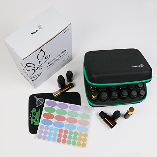 Becko Essential Oils Holders Travel Kit Case for 5, 10, 15, 20ml Vials, Holds up to 30 Bottles, Hard Case High Density Foam Protection, with Enclosed Funnel, Sticker labels & Opener - Thumbnail 5
