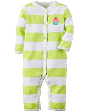 Baby Girls' Cotton Snap-Up Footless Sleep & Play (9 Months, Green)
